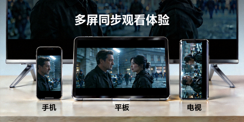 多屏同步观看体验 - 手机、平板、电视同时播放